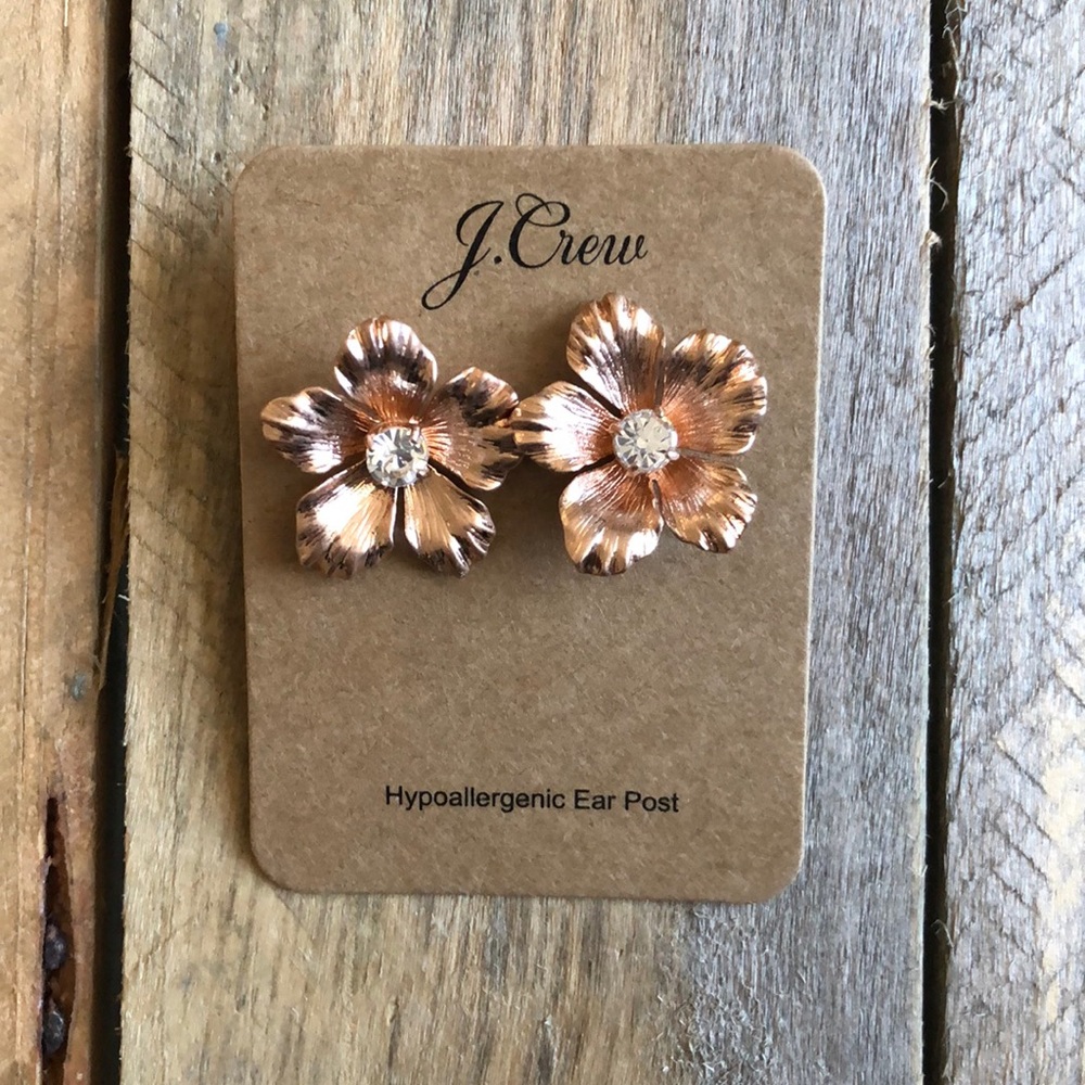 Jcrew Flower Earrings Rose Gold NWT